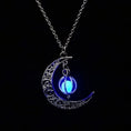 Load image into Gallery viewer, Glowing Moon Orb Necklace Halloween Pumpkin Pendant Glow In The Dark Blue, Green, Celestial Moons Jewelry Women Girl Gifts