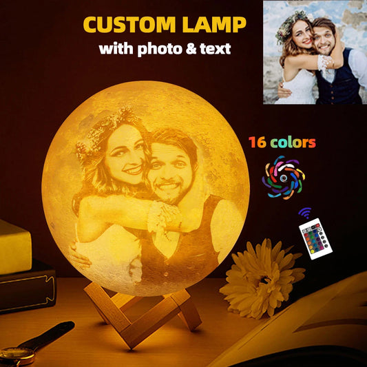 3D Printing Moon Lamp Personalized Photo Text Customized USB Night Light