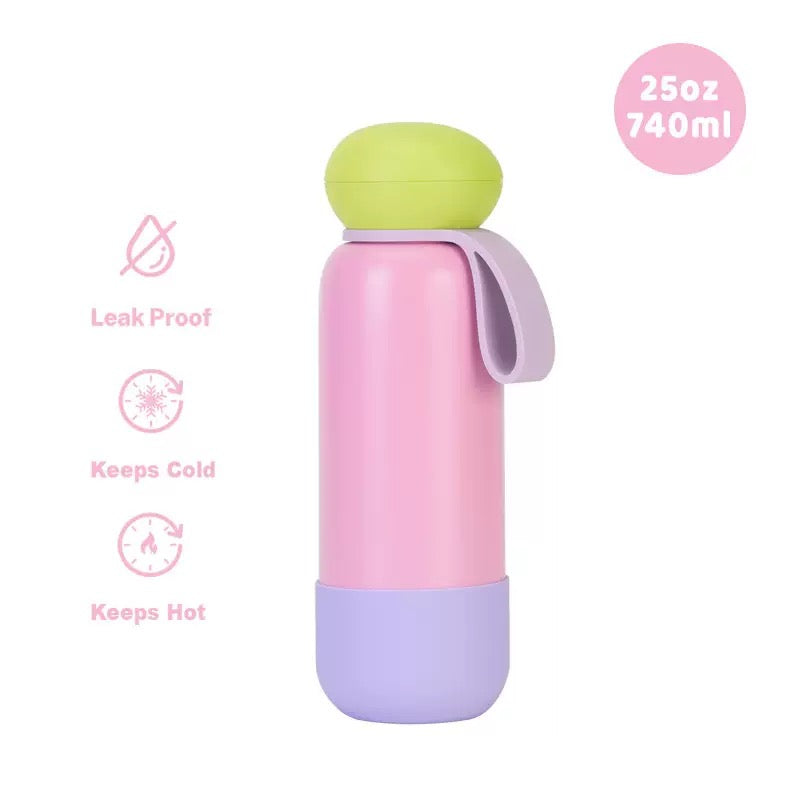 740ml Large Capacity Thermal Water Bottle With Handle, Double-layer Stainless Steel Vacuum Drinkware, Gift, Outdoor Thermos Cup