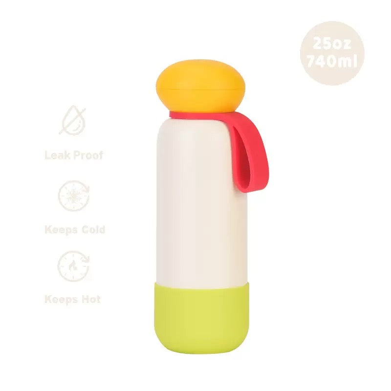 740ml Large Capacity Thermal Water Bottle With Handle, Double-layer Stainless Steel Vacuum Drinkware, Gift, Outdoor Thermos Cup