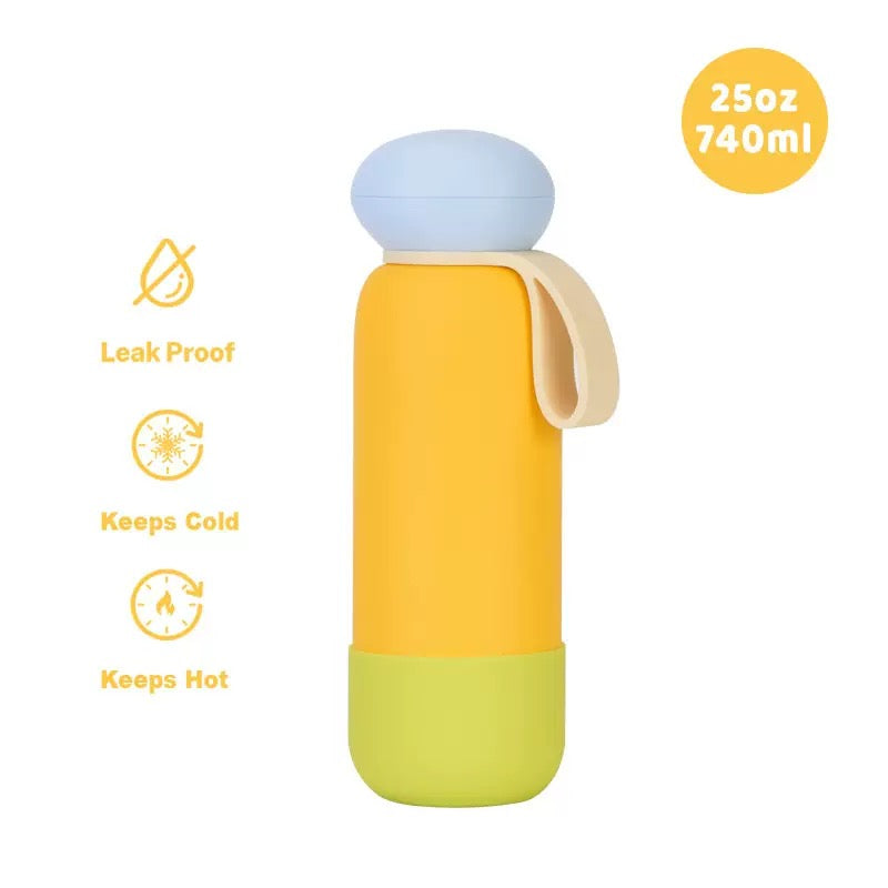 740ml Large Capacity Thermal Water Bottle With Handle, Double-layer Stainless Steel Vacuum Drinkware, Gift, Outdoor Thermos Cup