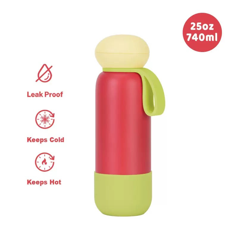 740ml Large Capacity Thermal Water Bottle With Handle, Double-layer Stainless Steel Vacuum Drinkware, Gift, Outdoor Thermos Cup