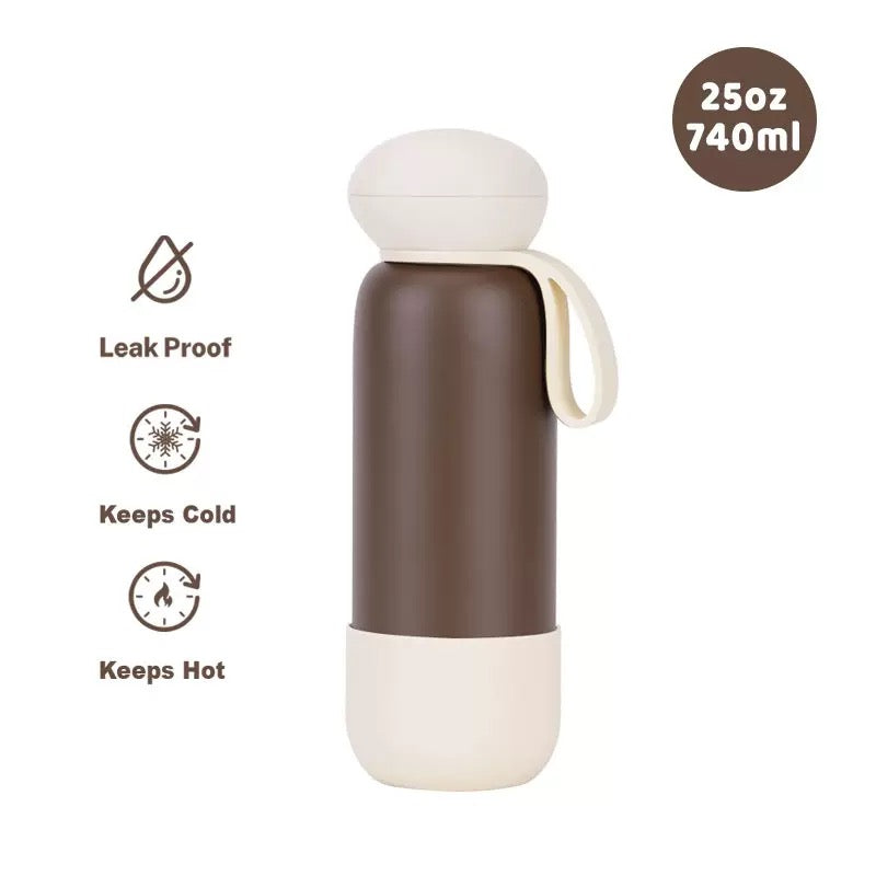 740ml Large Capacity Thermal Water Bottle With Handle, Double-layer Stainless Steel Vacuum Drinkware, Gift, Outdoor Thermos Cup