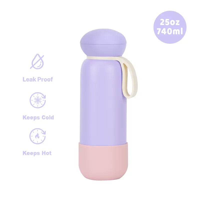 740ml Large Capacity Thermal Water Bottle With Handle, Double-layer Stainless Steel Vacuum Drinkware, Gift, Outdoor Thermos Cup