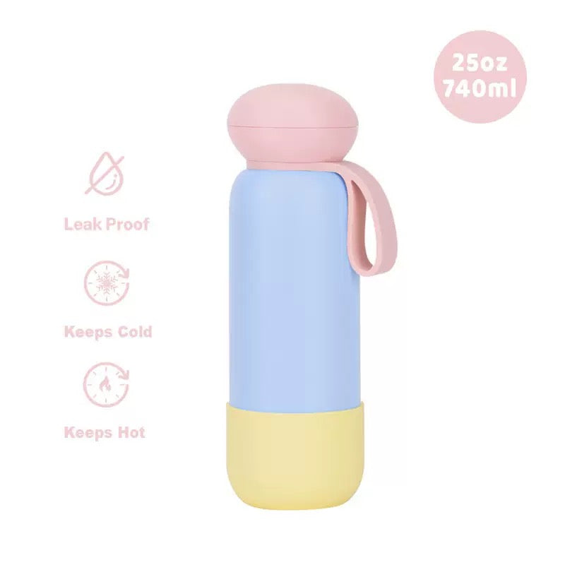 740ml Large Capacity Thermal Water Bottle With Handle, Double-layer Stainless Steel Vacuum Drinkware, Gift, Outdoor Thermos Cup
