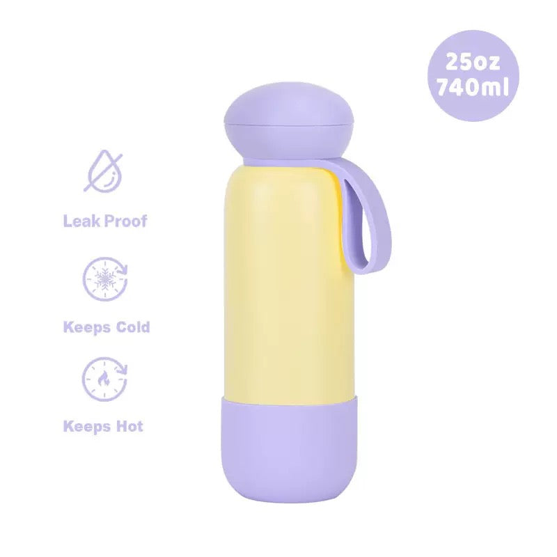 740ml Large Capacity Thermal Water Bottle With Handle, Double-layer Stainless Steel Vacuum Drinkware, Gift, Outdoor Thermos Cup