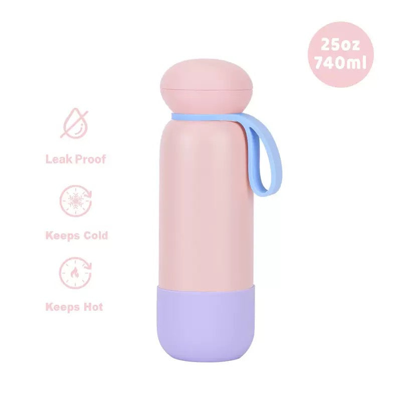 740ml Large Capacity Thermal Water Bottle With Handle, Double-layer Stainless Steel Vacuum Drinkware, Gift, Outdoor Thermos Cup