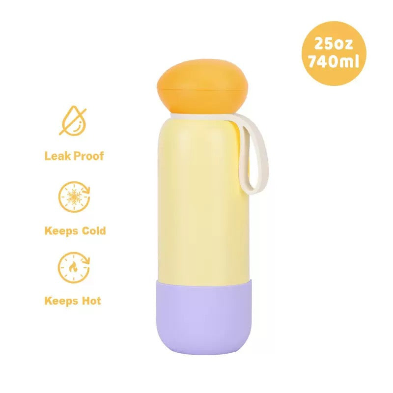 740ml Large Capacity Thermal Water Bottle With Handle, Double-layer Stainless Steel Vacuum Drinkware, Gift, Outdoor Thermos Cup