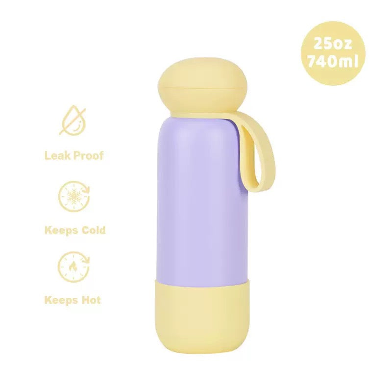 740ml Large Capacity Thermal Water Bottle With Handle, Double-layer Stainless Steel Vacuum Drinkware, Gift, Outdoor Thermos Cup