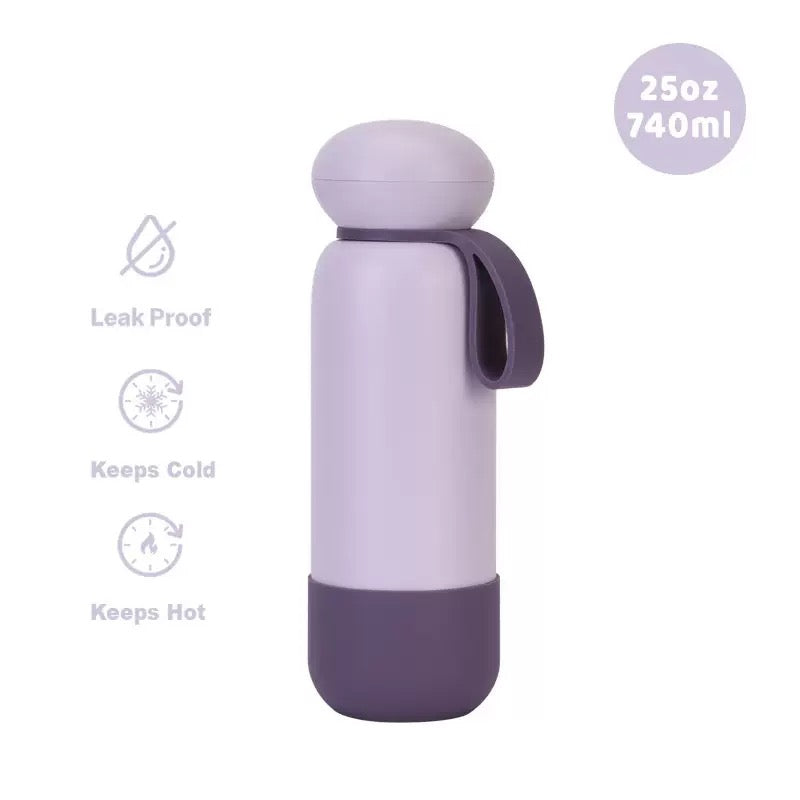 740ml Large Capacity Thermal Water Bottle With Handle, Double-layer Stainless Steel Vacuum Drinkware, Gift, Outdoor Thermos Cup