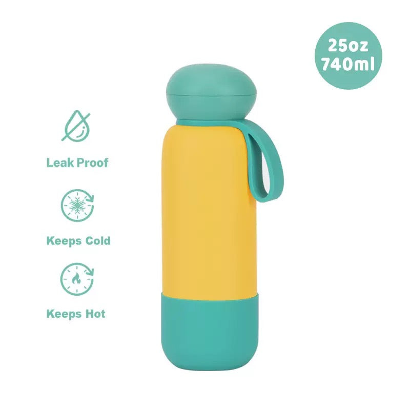 740ml Large Capacity Thermal Water Bottle With Handle, Double-layer Stainless Steel Vacuum Drinkware, Gift, Outdoor Thermos Cup