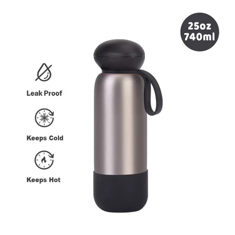 740ml Large Capacity Thermal Water Bottle With Handle, Double-layer Stainless Steel Vacuum Drinkware, Gift, Outdoor Thermos Cup