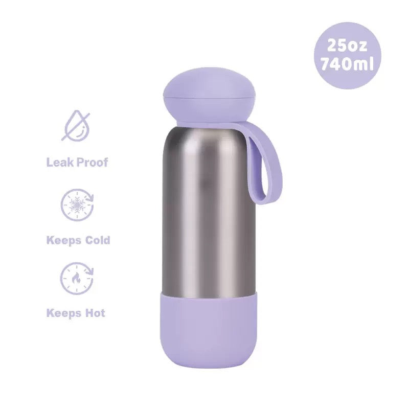 740ml Large Capacity Thermal Water Bottle With Handle, Double-layer Stainless Steel Vacuum Drinkware, Gift, Outdoor Thermos Cup