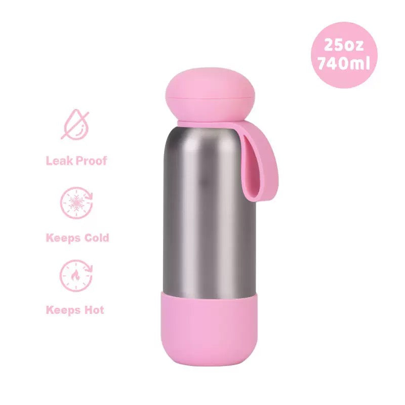740ml Large Capacity Thermal Water Bottle With Handle, Double-layer Stainless Steel Vacuum Drinkware, Gift, Outdoor Thermos Cup