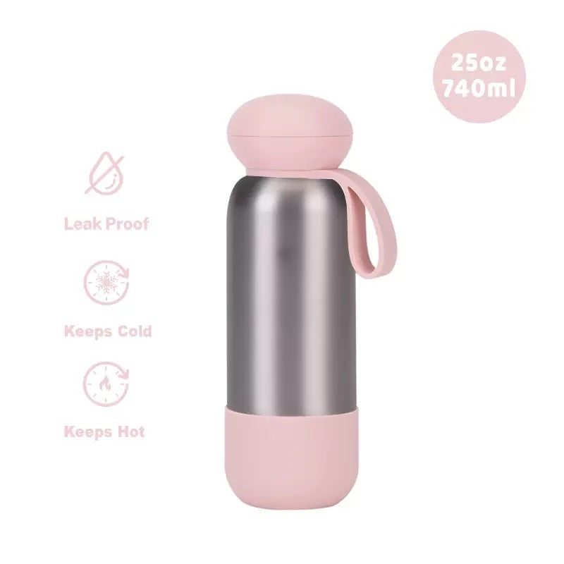 740ml Large Capacity Thermal Water Bottle With Handle, Double-layer Stainless Steel Vacuum Drinkware, Gift, Outdoor Thermos Cup