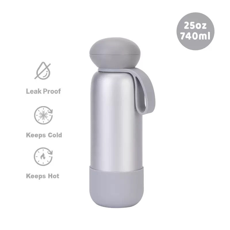 740ml Large Capacity Thermal Water Bottle With Handle, Double-layer Stainless Steel Vacuum Drinkware, Gift, Outdoor Thermos Cup
