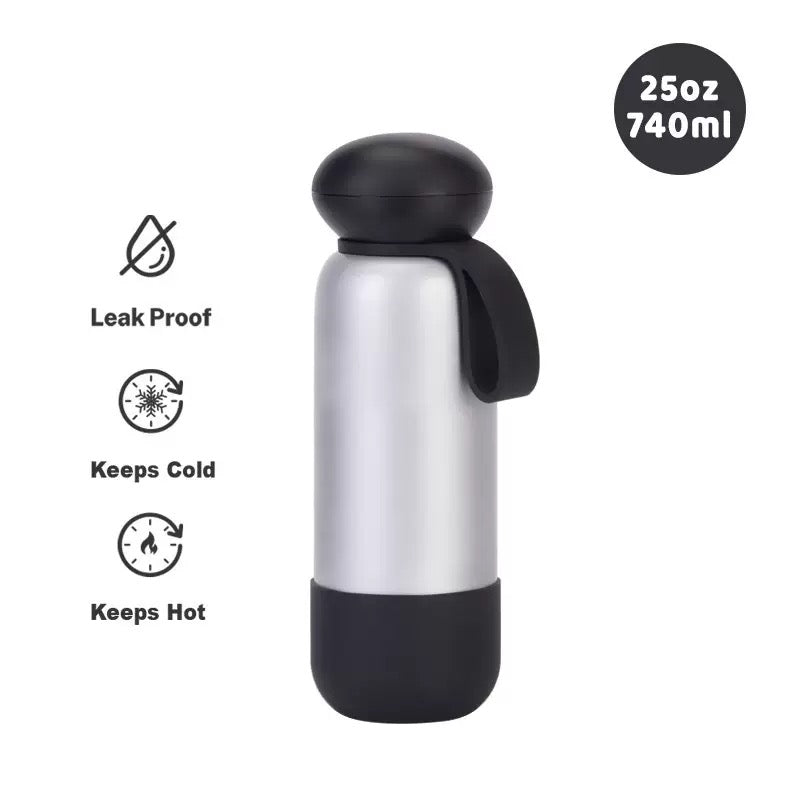 740ml Large Capacity Thermal Water Bottle With Handle, Double-layer Stainless Steel Vacuum Drinkware, Gift, Outdoor Thermos Cup