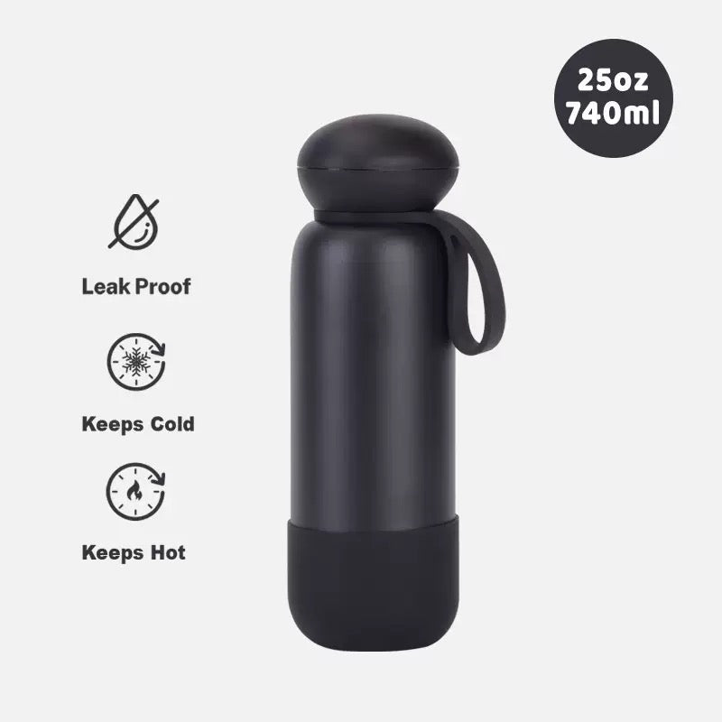 740ml Large Capacity Thermal Water Bottle With Handle, Double-layer Stainless Steel Vacuum Drinkware, Gift, Outdoor Thermos Cup