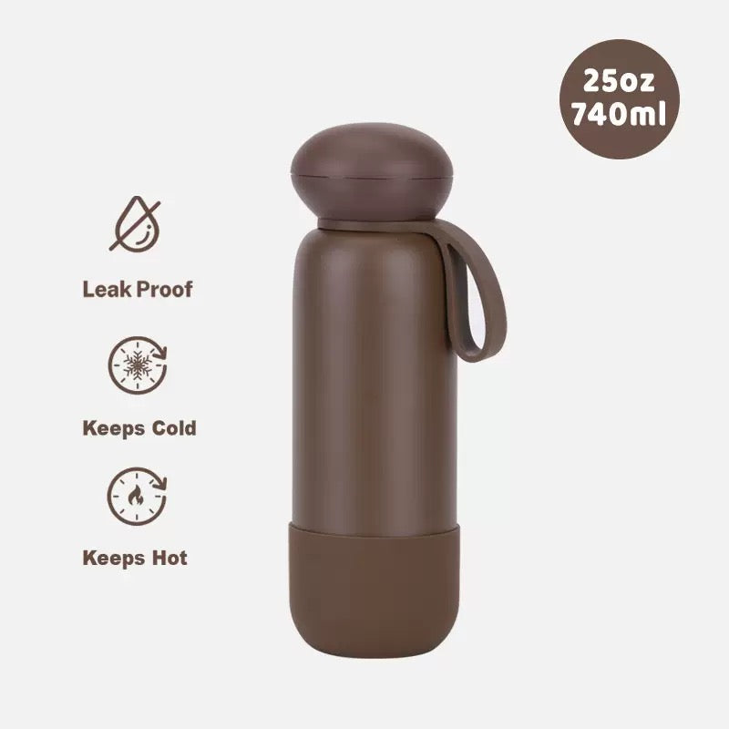 740ml Large Capacity Thermal Water Bottle With Handle, Double-layer Stainless Steel Vacuum Drinkware, Gift, Outdoor Thermos Cup