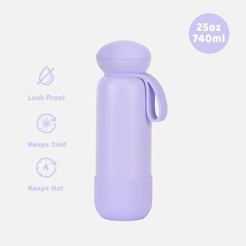 740ml Large Capacity Thermal Water Bottle With Handle, Double-layer Stainless Steel Vacuum Drinkware, Gift, Outdoor Thermos Cup
