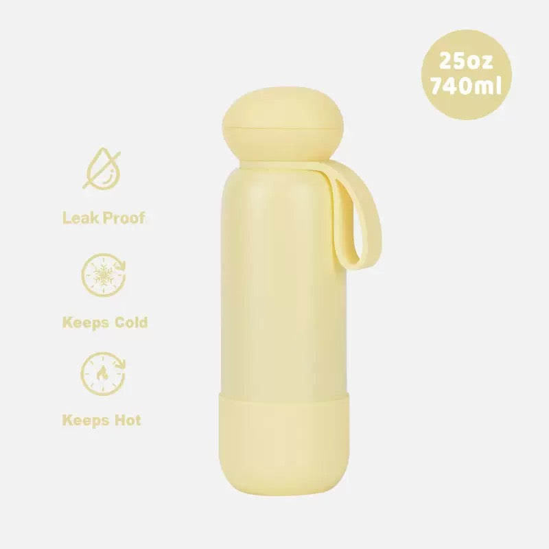 740ml Large Capacity Thermal Water Bottle With Handle, Double-layer Stainless Steel Vacuum Drinkware, Gift, Outdoor Thermos Cup