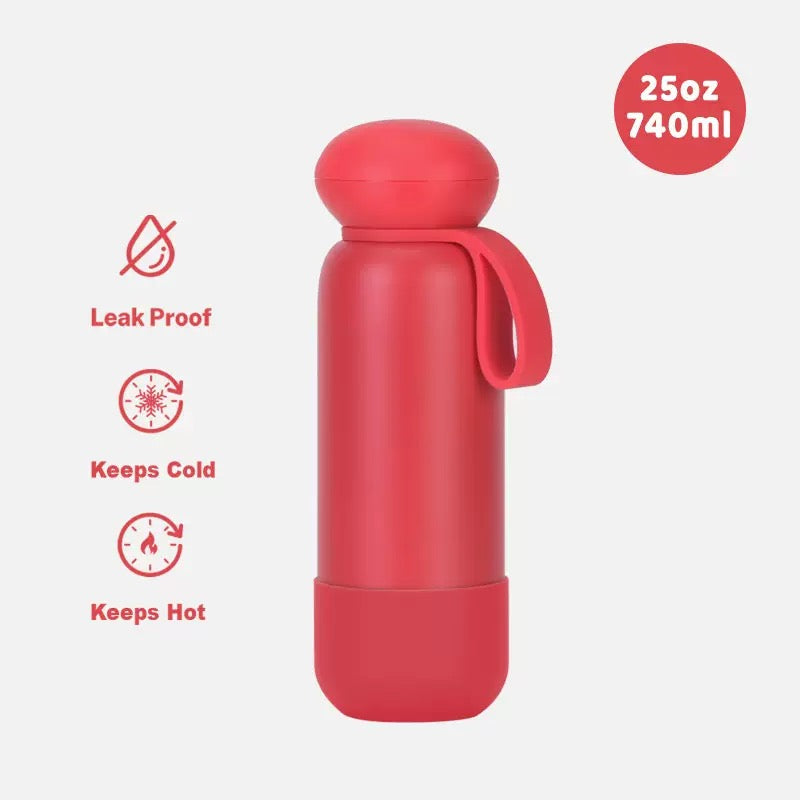 740ml Large Capacity Thermal Water Bottle With Handle, Double-layer Stainless Steel Vacuum Drinkware, Gift, Outdoor Thermos Cup