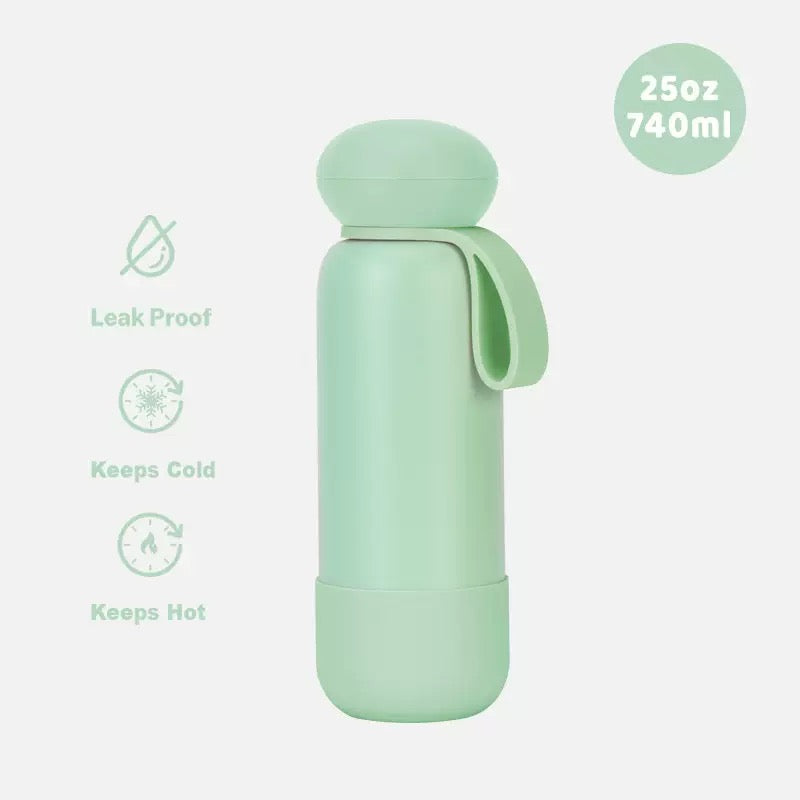 740ml Large Capacity Thermal Water Bottle With Handle, Double-layer Stainless Steel Vacuum Drinkware, Gift, Outdoor Thermos Cup