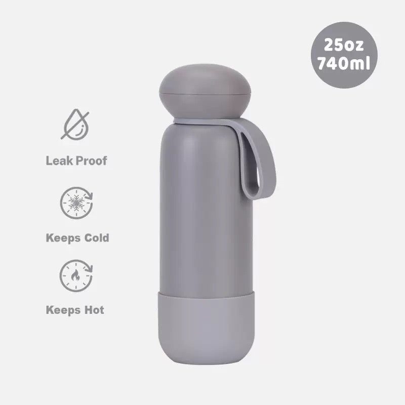 740ml Large Capacity Thermal Water Bottle With Handle, Double-layer Stainless Steel Vacuum Drinkware, Gift, Outdoor Thermos Cup