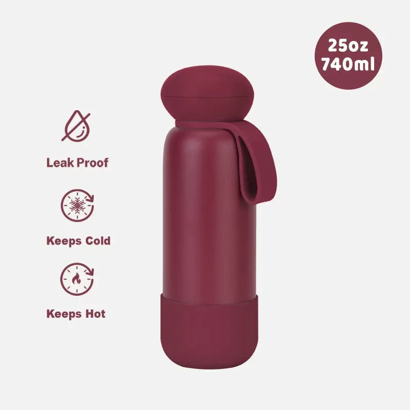 740ml Large Capacity Thermal Water Bottle With Handle, Double-layer Stainless Steel Vacuum Drinkware, Gift, Outdoor Thermos Cup