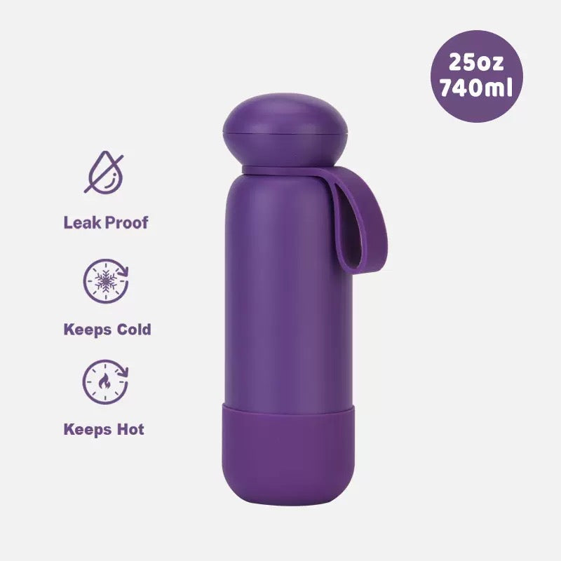 740ml Large Capacity Thermal Water Bottle With Handle, Double-layer Stainless Steel Vacuum Drinkware, Gift, Outdoor Thermos Cup