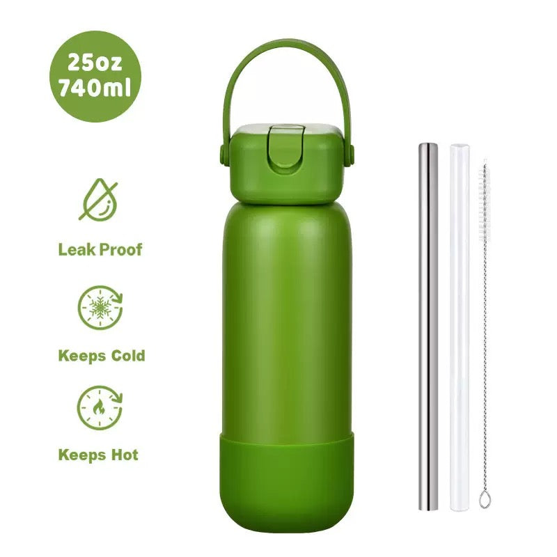 New Cross-border 25OZ Stainless Steel Sports Water Bottle, Portable Hand-held Spout, Outdoor Insulated Bottle