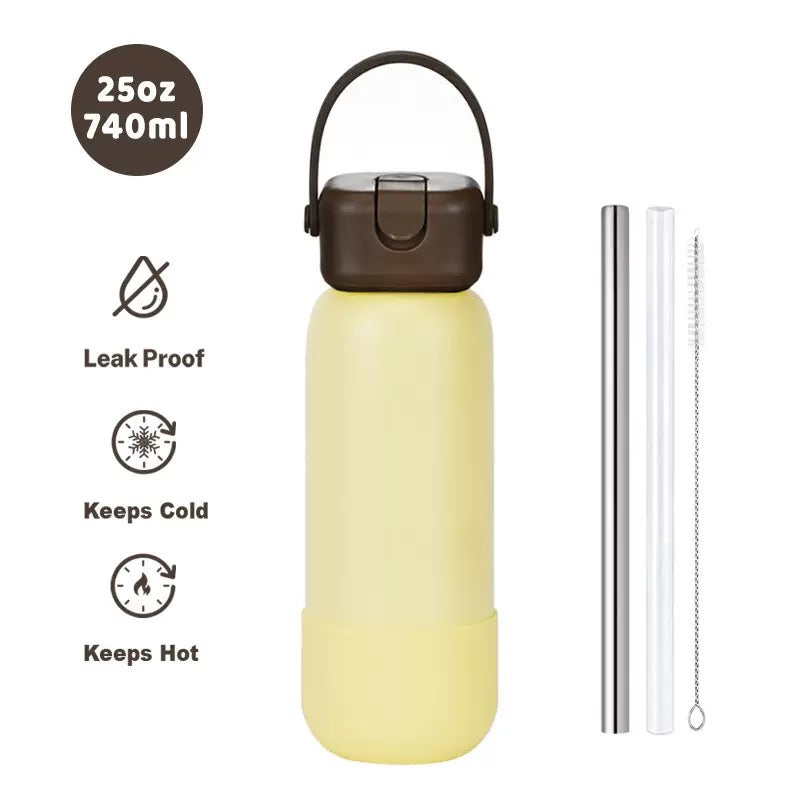 New Cross-border 25OZ Stainless Steel Sports Water Bottle, Portable Hand-held Spout, Outdoor Insulated Bottle