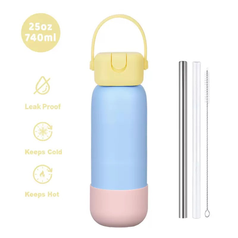 New Cross-border 25OZ Stainless Steel Sports Water Bottle, Portable Hand-held Spout, Outdoor Insulated Bottle
