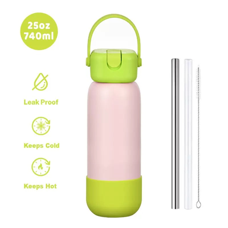 New Cross-border 25OZ Stainless Steel Sports Water Bottle, Portable Hand-held Spout, Outdoor Insulated Bottle
