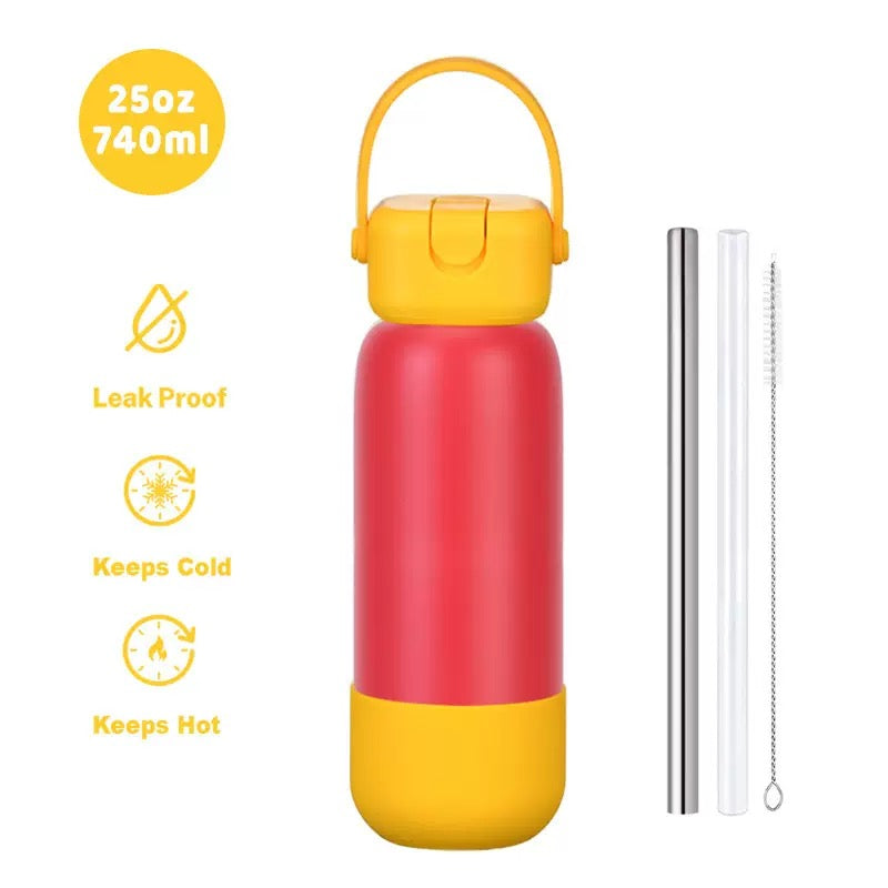 New Cross-border 25OZ Stainless Steel Sports Water Bottle, Portable Hand-held Spout, Outdoor Insulated Bottle