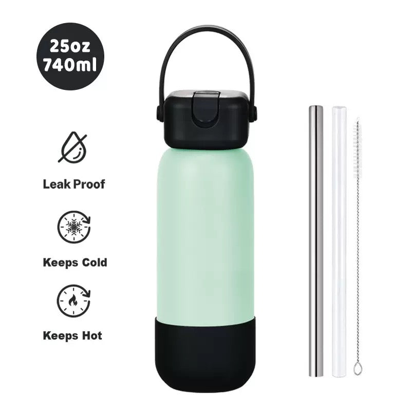 New Cross-border 25OZ Stainless Steel Sports Water Bottle, Portable Hand-held Spout, Outdoor Insulated Bottle