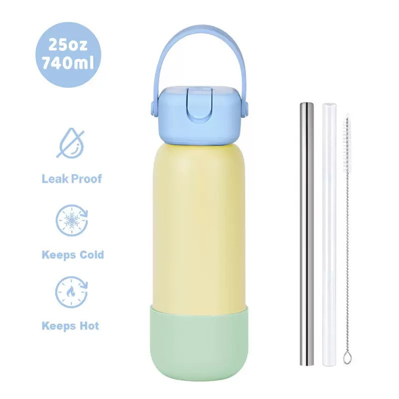New Cross-border 25OZ Stainless Steel Sports Water Bottle, Portable Hand-held Spout, Outdoor Insulated Bottle