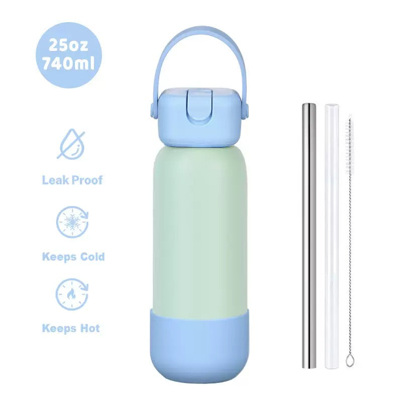 New Cross-border 25OZ Stainless Steel Sports Water Bottle, Portable Hand-held Spout, Outdoor Insulated Bottle