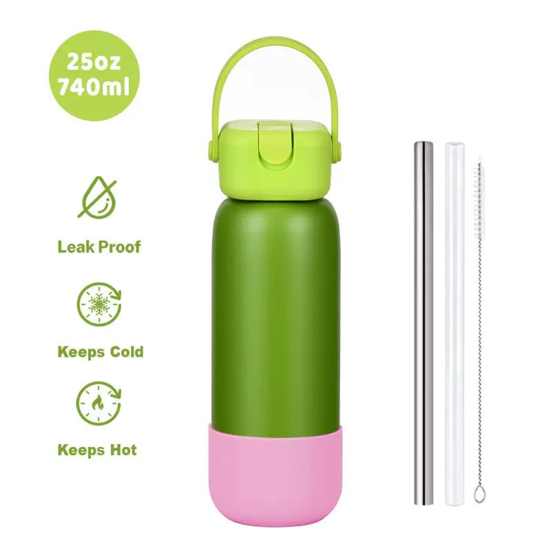New Cross-border 25OZ Stainless Steel Sports Water Bottle, Portable Hand-held Spout, Outdoor Insulated Bottle