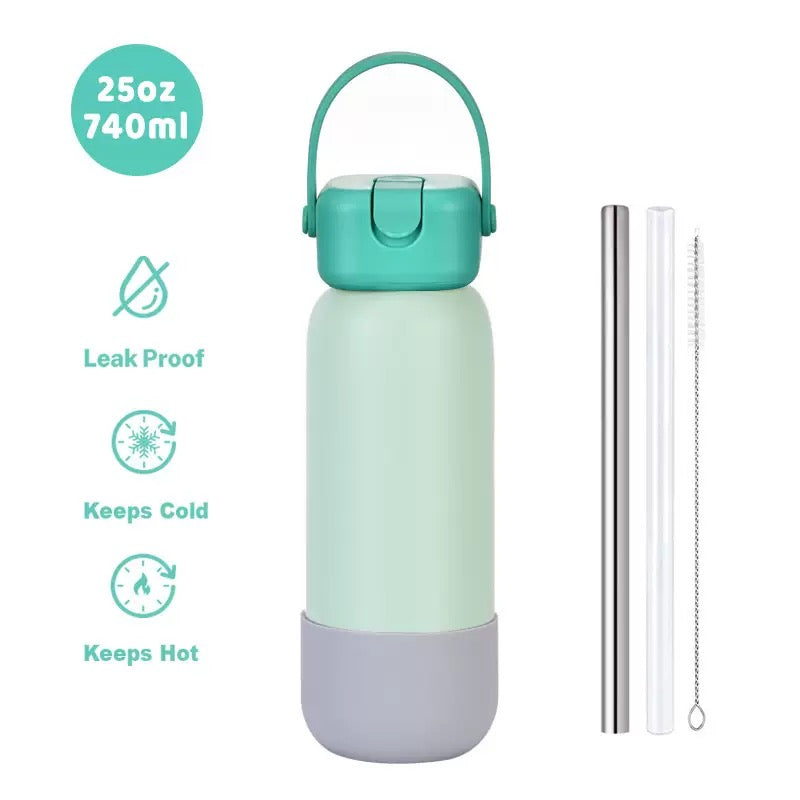 New Cross-border 25OZ Stainless Steel Sports Water Bottle, Portable Hand-held Spout, Outdoor Insulated Bottle