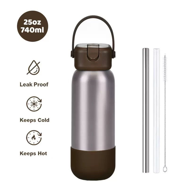New Cross-border 25OZ Stainless Steel Sports Water Bottle, Portable Hand-held Spout, Outdoor Insulated Bottle