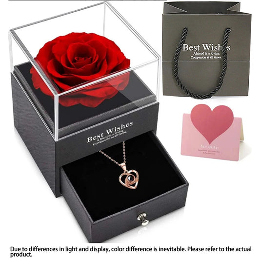 Love Necklace Female Artificial Flower Gift Box