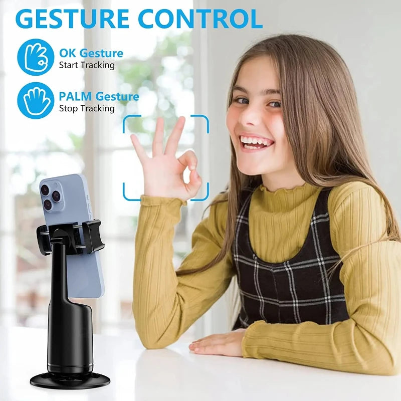 Smart Auto Tracking Shooting Gimbal AI Camera Recognition Body Face Track 360 Rotation Intelligent Follow Live Shoot Phone Stand