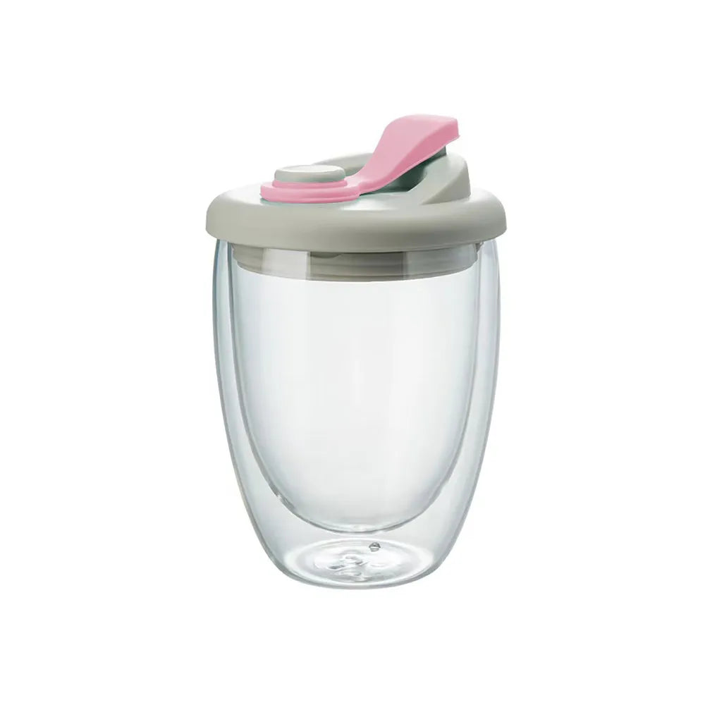 Portable Water Cup Transparent Insulated Glass Wall With Leak-Proof Lid