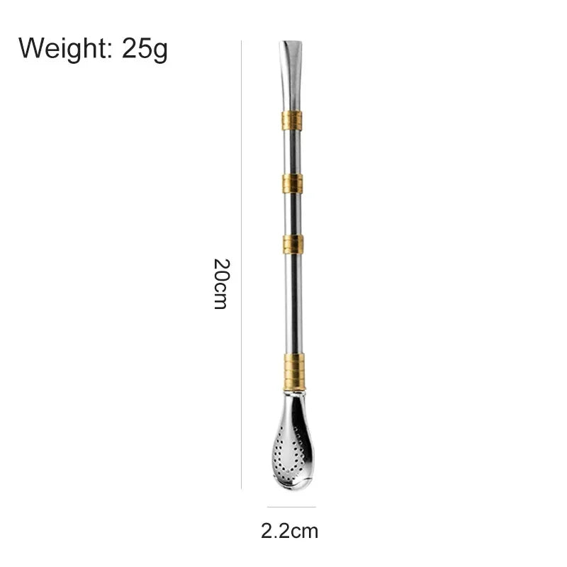 Stainless Steel Drinking Straw & Spoon in 1, Reusable Metal Washable Filter Straw