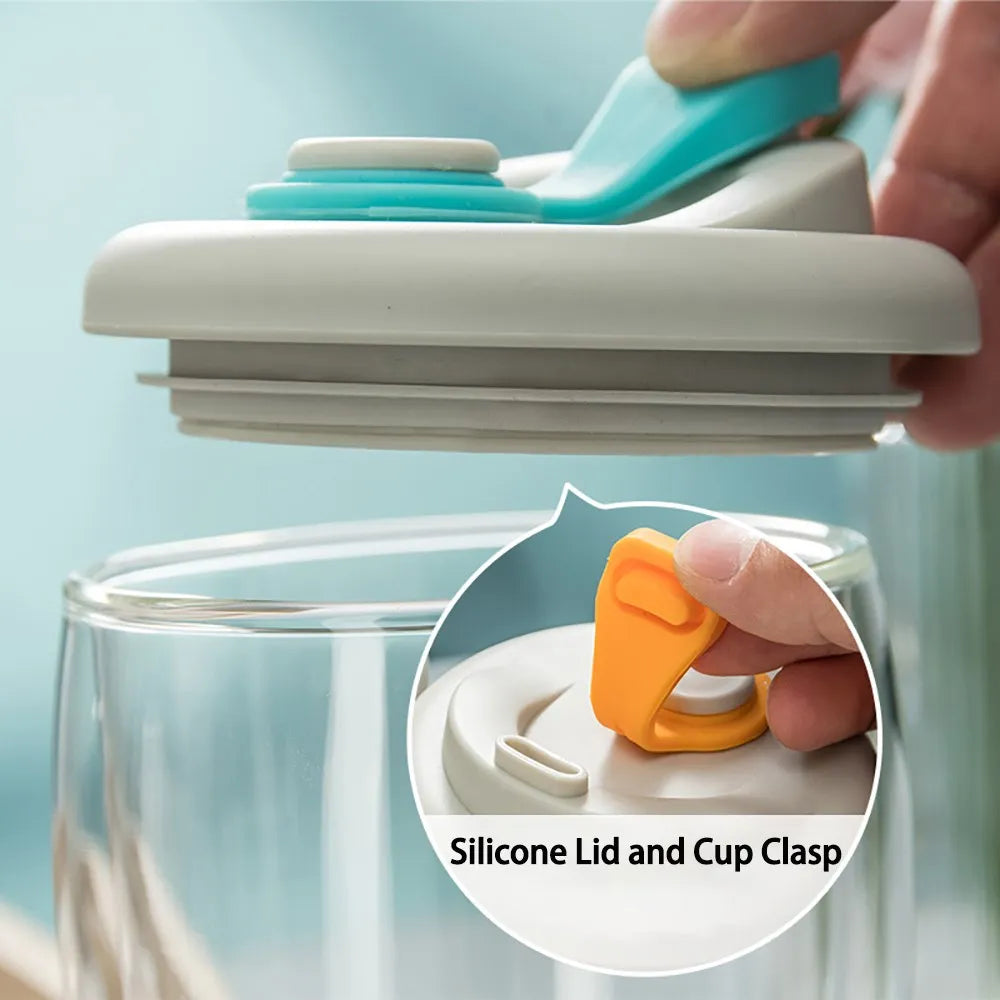 Portable Water Cup Transparent Insulated Glass Wall With Leak-Proof Lid