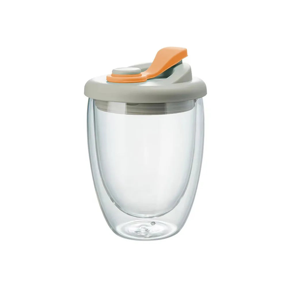 Portable Water Cup Transparent Insulated Glass Wall With Leak-Proof Lid