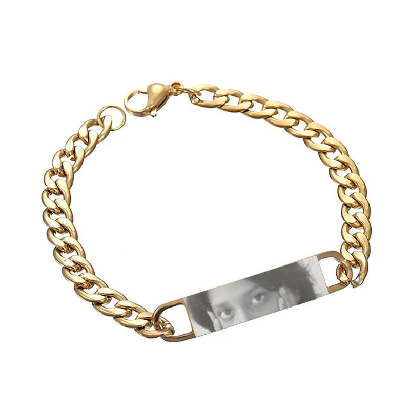 Custom Eyes Photo Bracelet Personalized Eyes Picture Bracelets Engraved Lover's Eye Stainless Steel Valentine's Day Jewelry Gift