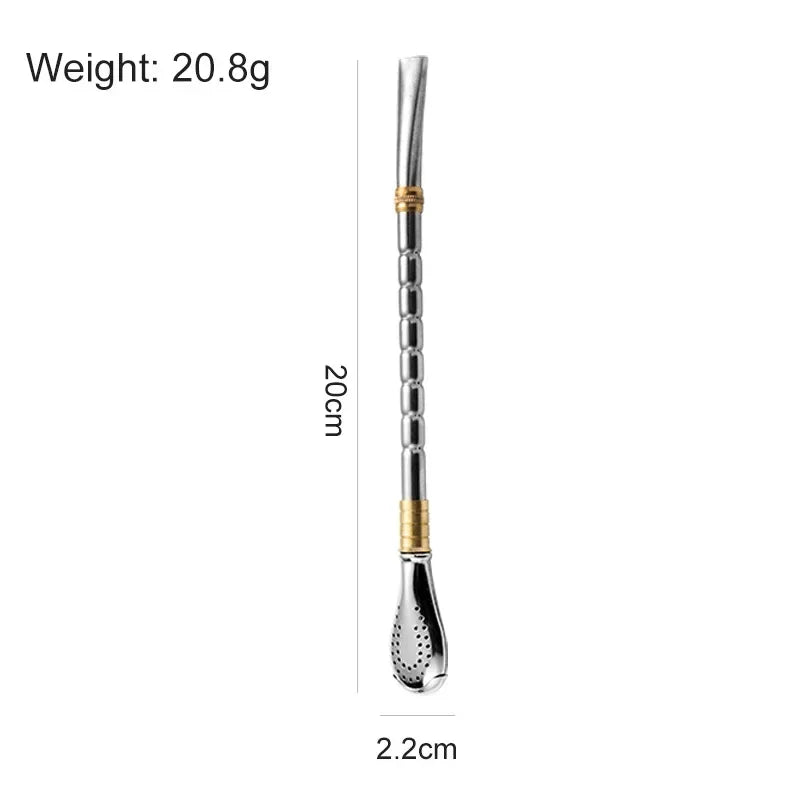 Stainless Steel Drinking Straw & Spoon in 1, Reusable Metal Washable Filter Straw