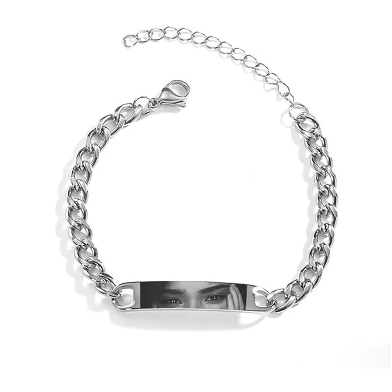 Custom Eyes Photo Bracelet Personalized Eyes Picture Bracelets Engraved Lover's Eye Stainless Steel Valentine's Day Jewelry Gift